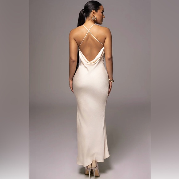 Brand New with Tags - JLUXLABEL White Satin Maxi Dress - Picture 2 of 4